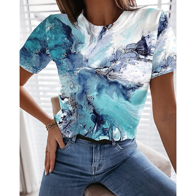 Charming Graphic Butterfly Print Tee for Women - Short Sleeve Vintage Round Neck T-shirt