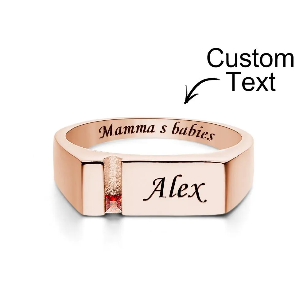 Affordable Custom Text Birthstone Ring – Rose Gold Plated Alloy