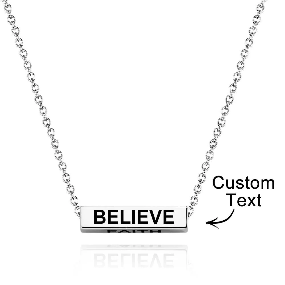 Elegant Custom Engraved Rectangular Necklace – Simple Four-Sided Lettering Fashion Gift