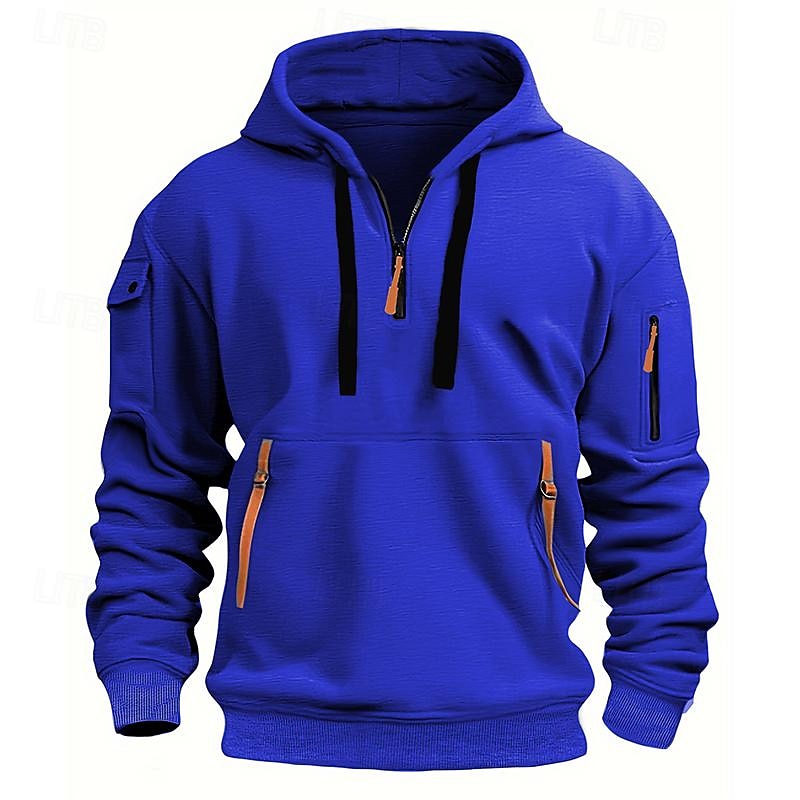 Versatile Quarter-Zip Hoodie for Men – Black, White, Burgundy, Navy Blue, and Royal Blue – Casual, Streetwear, and Sportswear Essentials