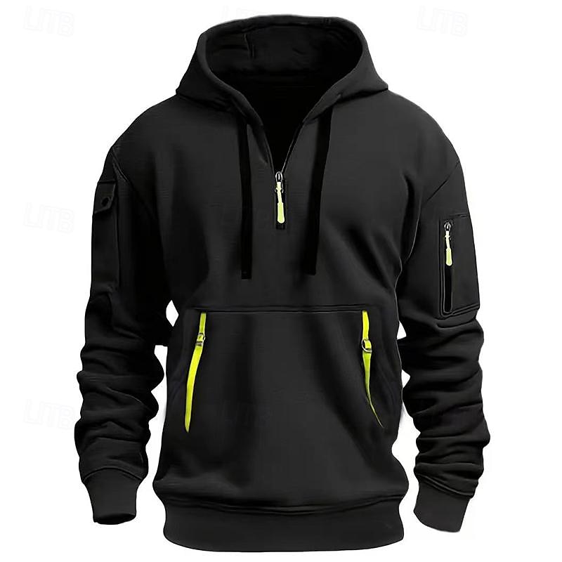 Versatile Quarter-Zip Hoodie for Men – Black, White, Burgundy, Navy Blue, and Royal Blue – Casual, Streetwear, and Sportswear Essentials