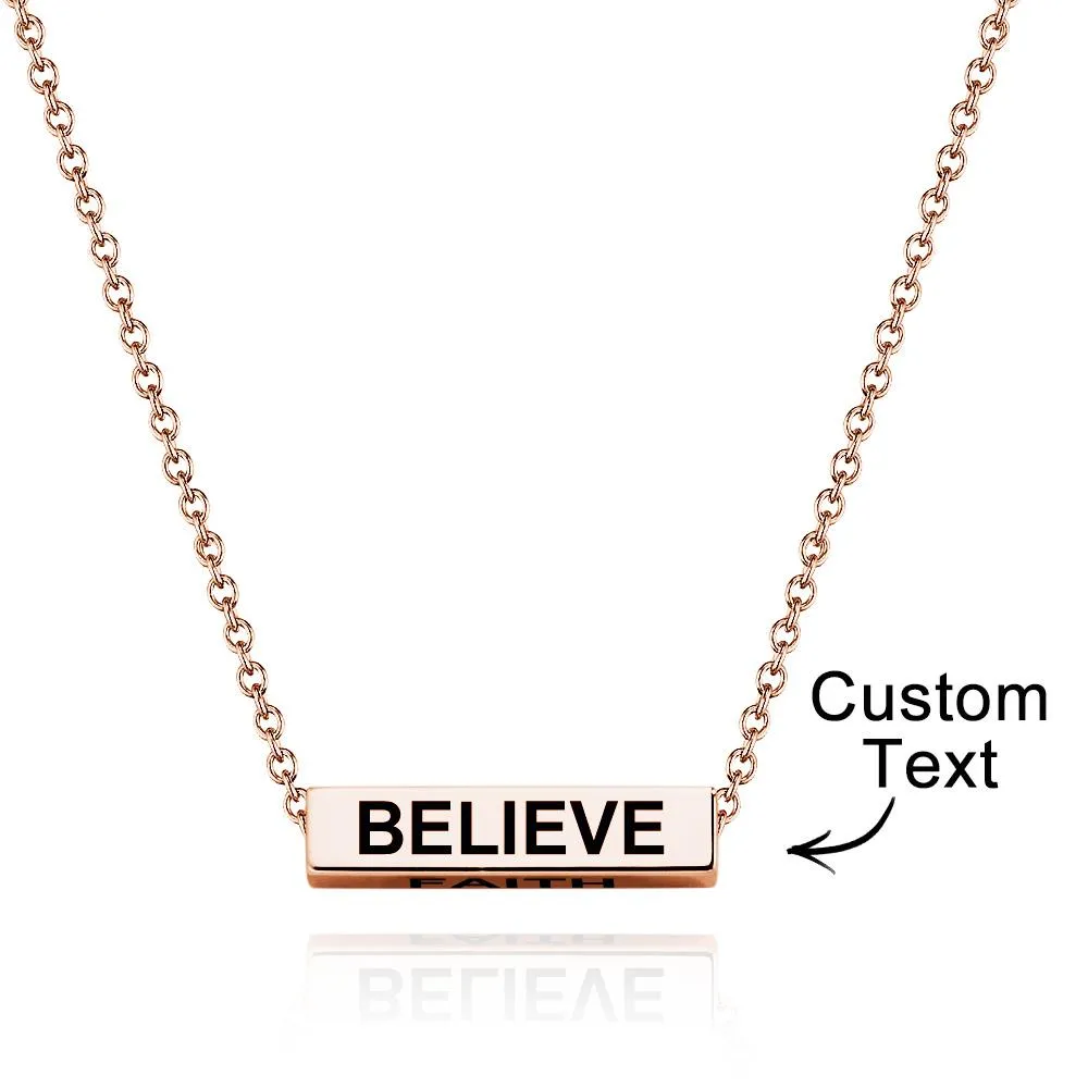 Elegant Custom Engraved Rectangular Necklace – Simple Four-Sided Lettering Fashion Gift