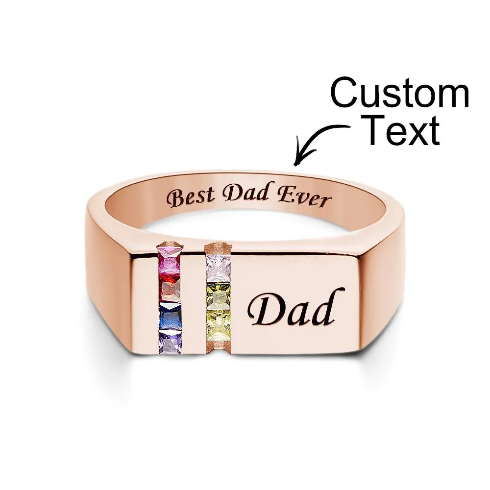Affordable Custom Text Birthstone Ring – Rose Gold Plated Alloy