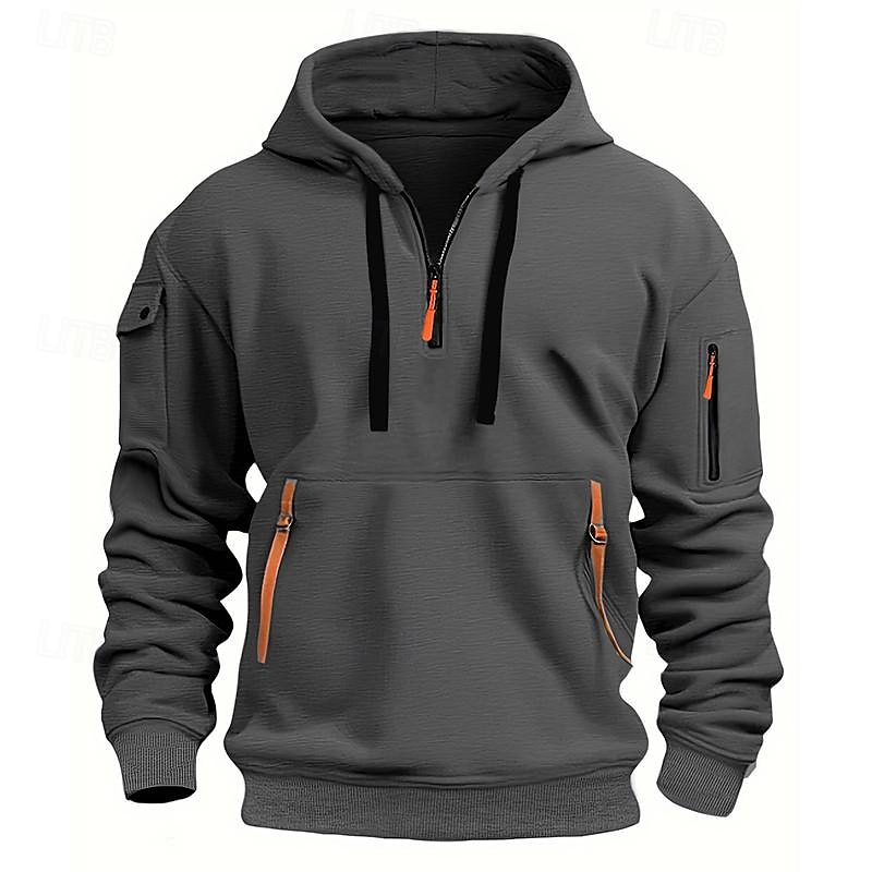 Versatile Quarter-Zip Hoodie for Men – Black, White, Burgundy, Navy Blue, and Royal Blue – Casual, Streetwear, and Sportswear Essentials